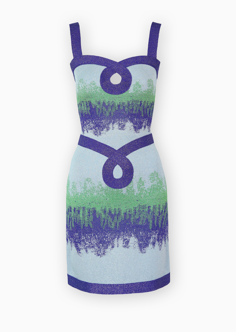 sky/midnight/green luxury dress