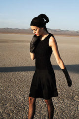 Camille - Knitted Citrine Yellow Knee Length Pleated Skirt Paula Hian