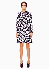 Chantal - Jacquard Knit, Black Wavy Checkered Flag Jacket