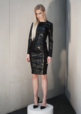 Claire - Crinkled Black Leather Skirt