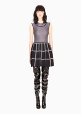 Emily - Viscose Grey Tweed and Pleated Black Dress