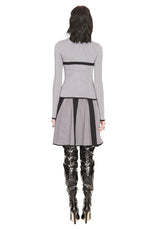 Marianne - Grey Long Sleeve Sweater with a Black Motif