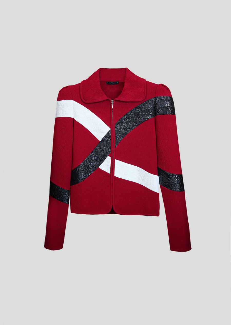 pinot noir/black/white raffia