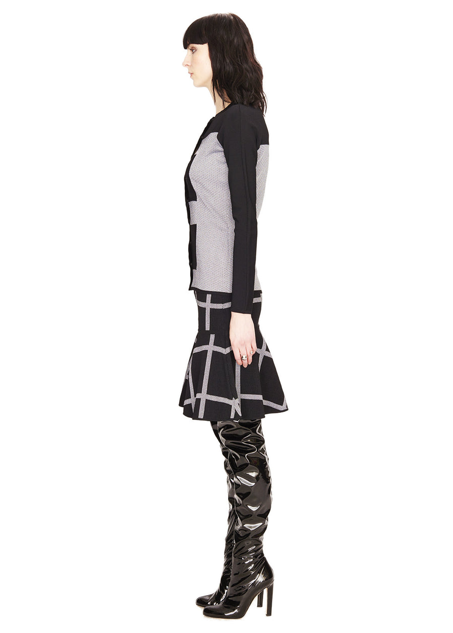 Susanne - Tweed, Black and White Womens Cardigan Sweater