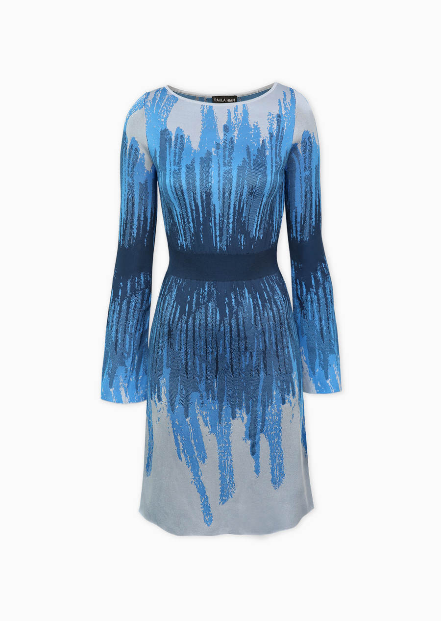Lilou - Long Sleeve Dress with Original Ombré Design
