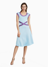 Victorina - Fit and Flare Dress with Contrast X Design