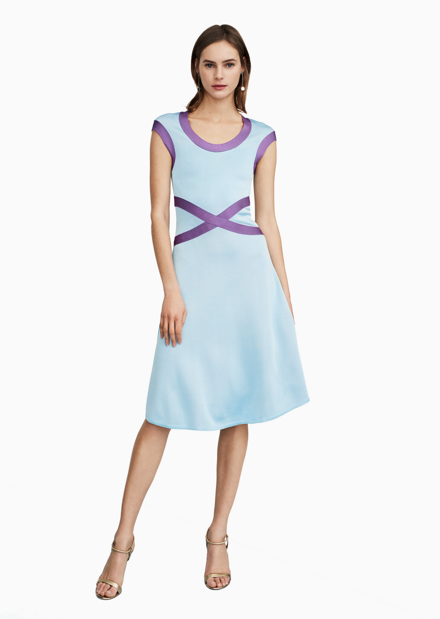 Victorina - Fit and Flare Dress with Contrast X Design