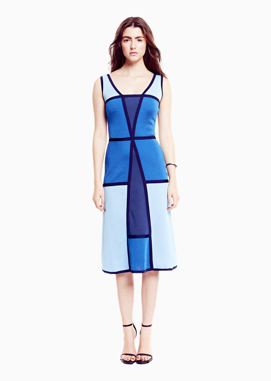 Vivienne - Pique Knit Color Block Dress