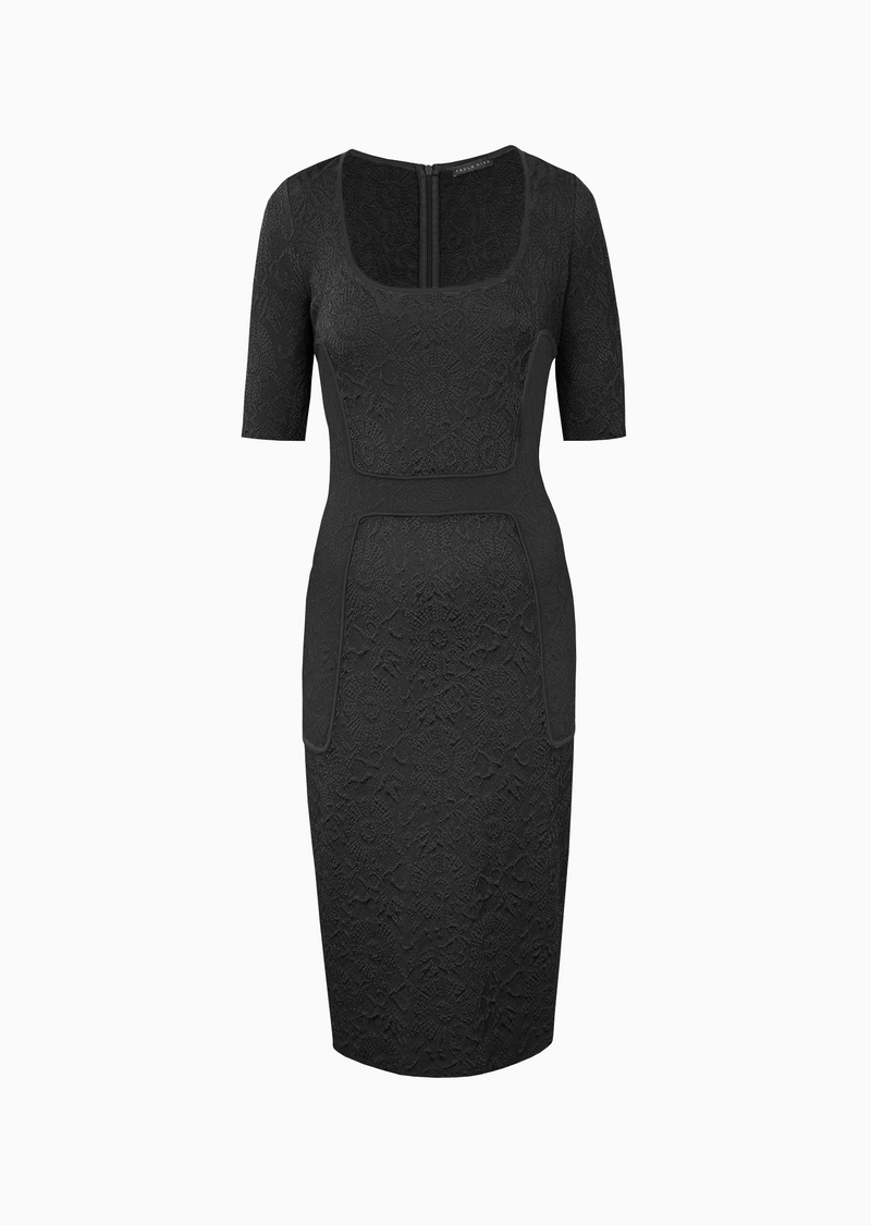 Paula Hian Short Sleeve Matelass Bodycon Dress S / Black/Black Paula Hian Short Sleeve Matelass Bodycon Dress S / Black/Black