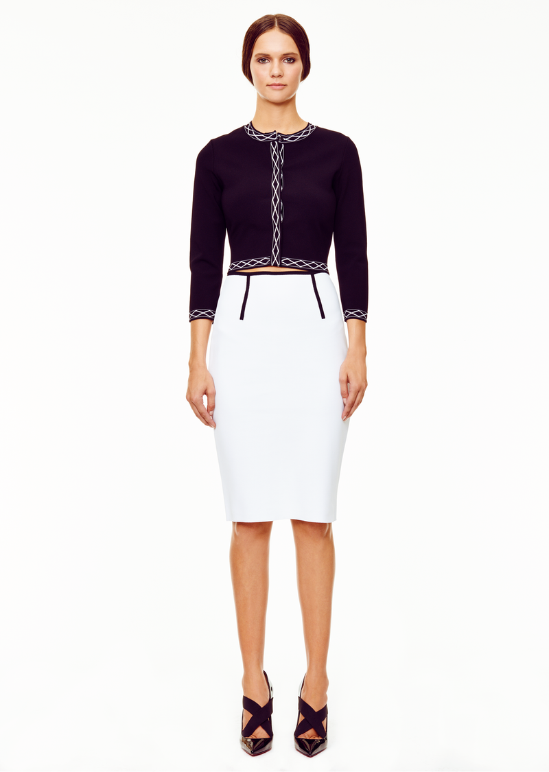 white (with black piping)