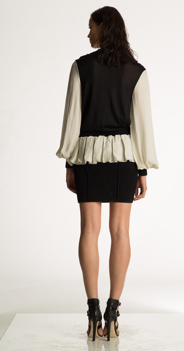 Carina - Long Sleeve, Georgette Box Pleat Silk Top