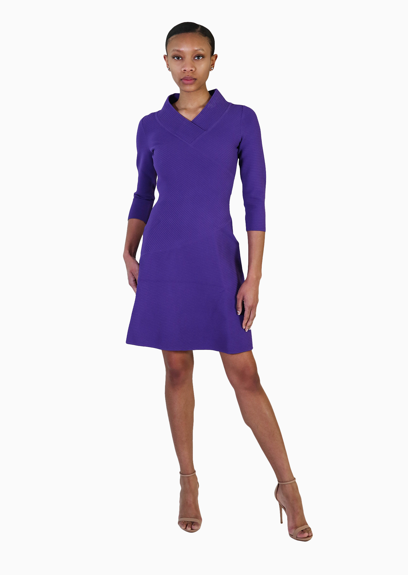 Paula Hian Ottoman Knit A-Line Wrap Dress