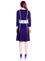 Fanette - Pique Knit Cobalt Blue V Neck Dress