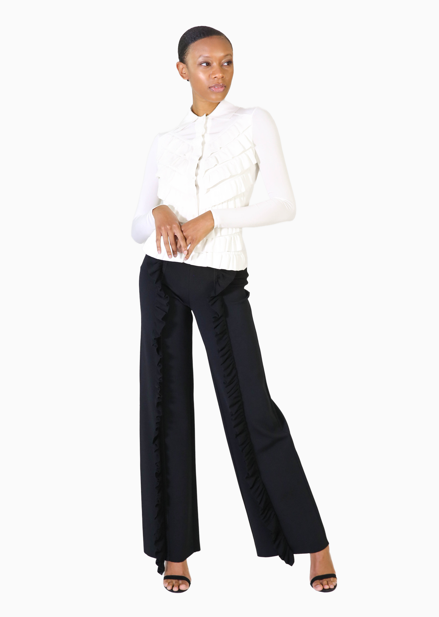 Knit Wide Leg Pull On Womens Black Dress Pants
