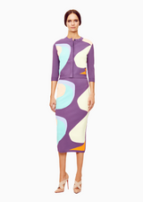 Naomi - Intarsia Knit, Purple, Mint, Blue, Peach and White Cardigan Sweater