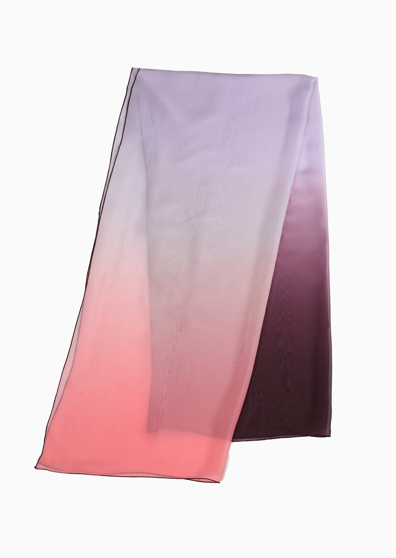 Plum, Lavender and Pink Silk Chiffon Ombre Scarf