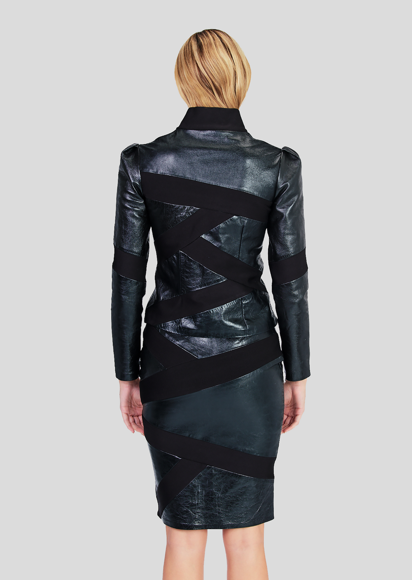 Macee – Leather Jacket with Jackie O Collar XS / Black