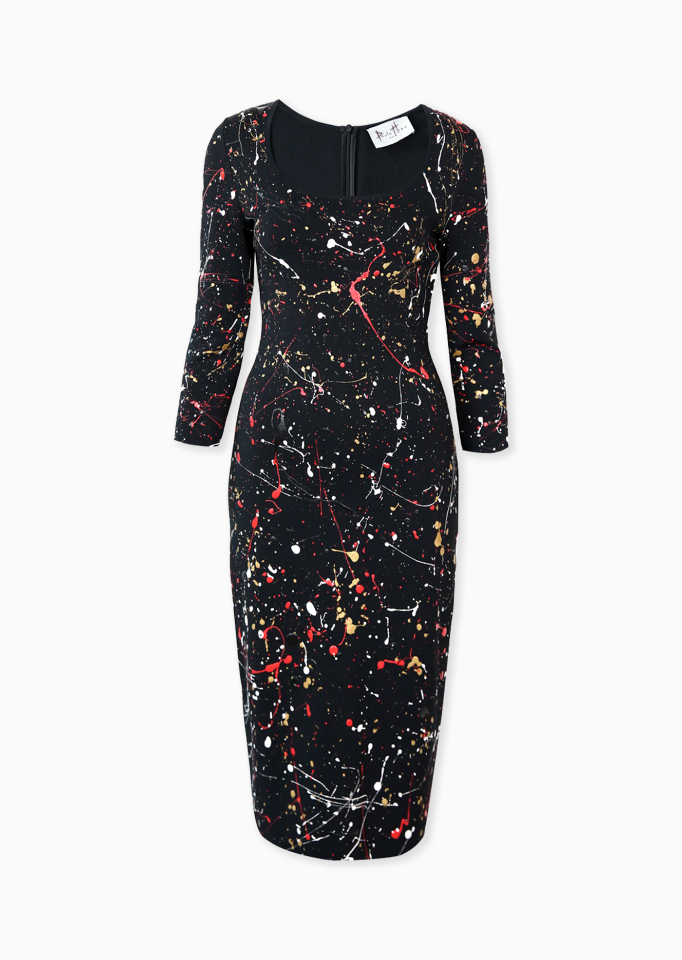 hand painted black dress Paula Hian Long Sleeve Hand-Paint Dress S / Black