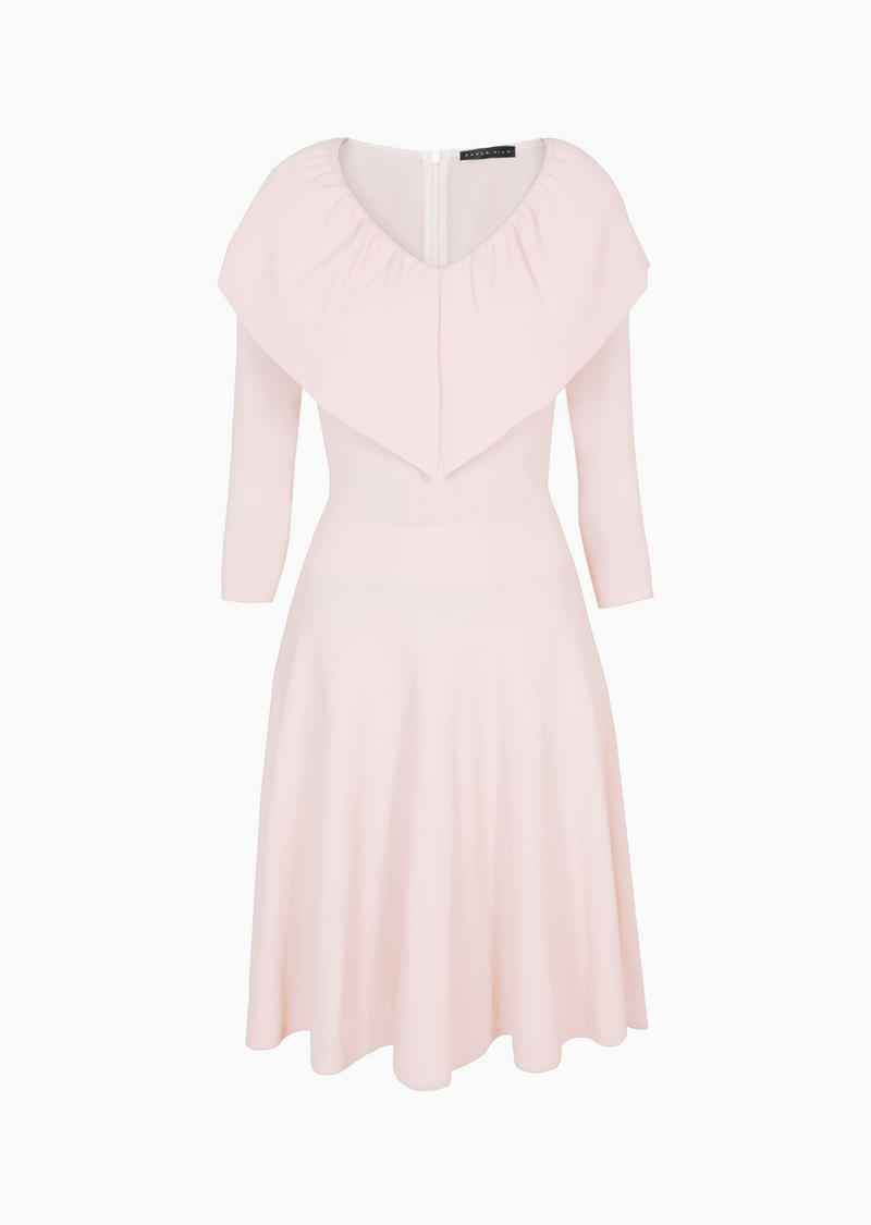Loraina - Ruffled Milano Knit V-Neck Dress Xs / Powder Blue Loraina - Ruffled Milano Knit V-Neck Dress Xs / Powder Blue