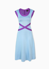 Victorina - Fit and Flare Dress with Contrast X Design