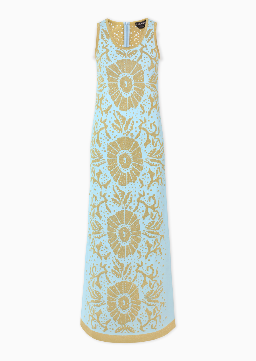 aqua/gold flower