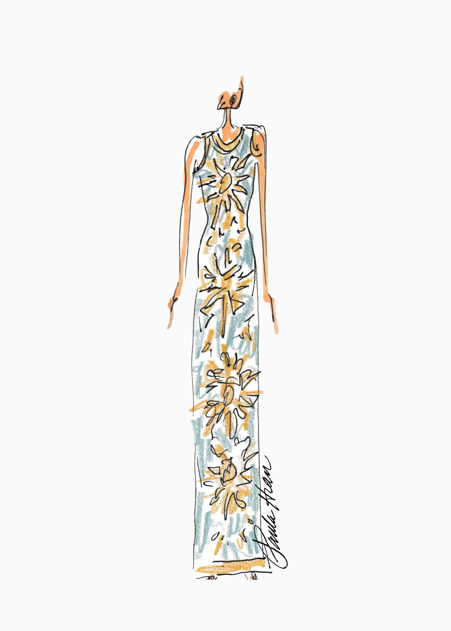 aqua/gold flower